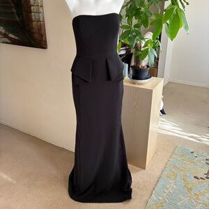 Aiden Mattox Black Strapless Peplum Formal Gown-Sz 4